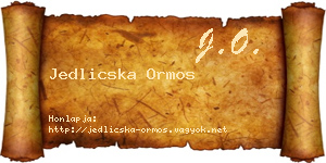 Jedlicska Ormos névjegykártya